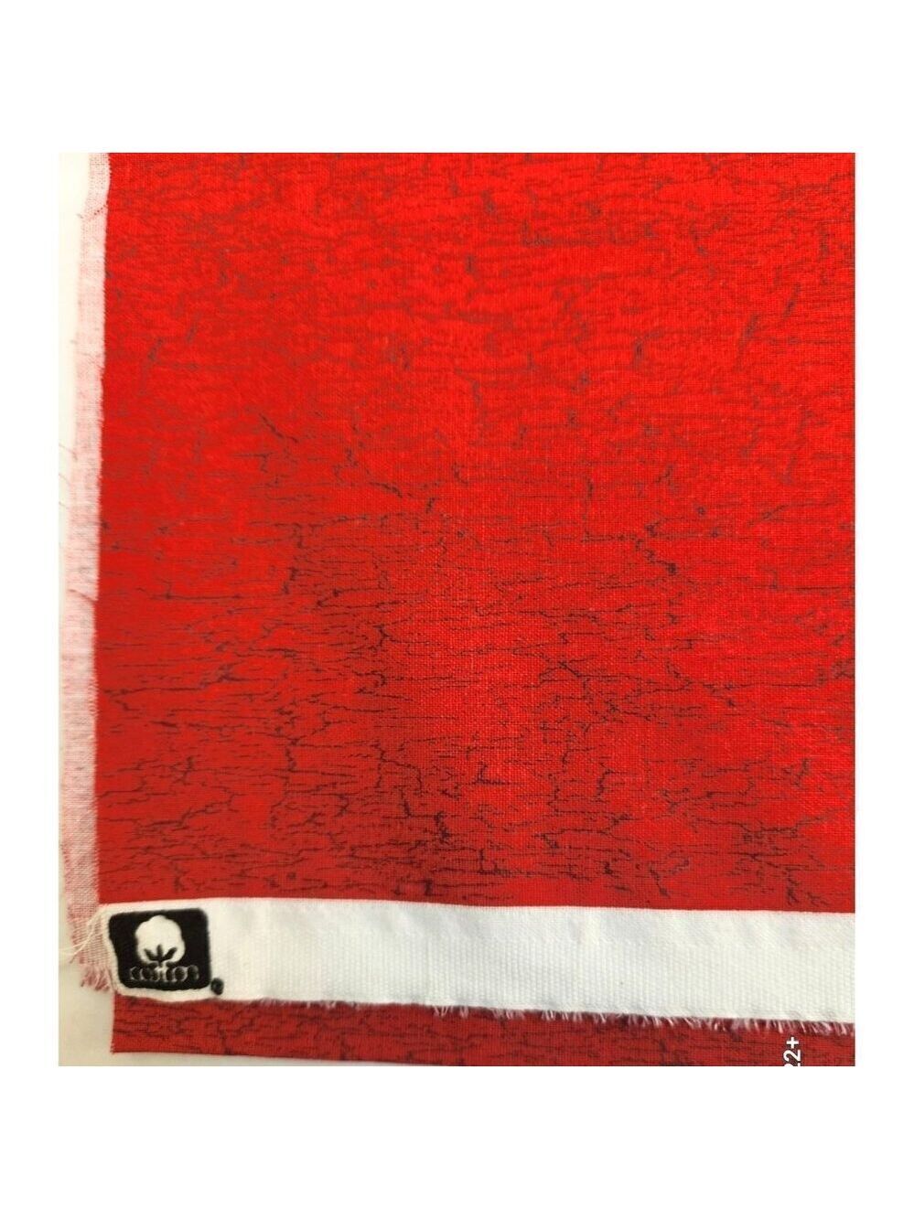 Red & Brown Cotton Cracked Pattern Textile Sewing Quilting Fabric